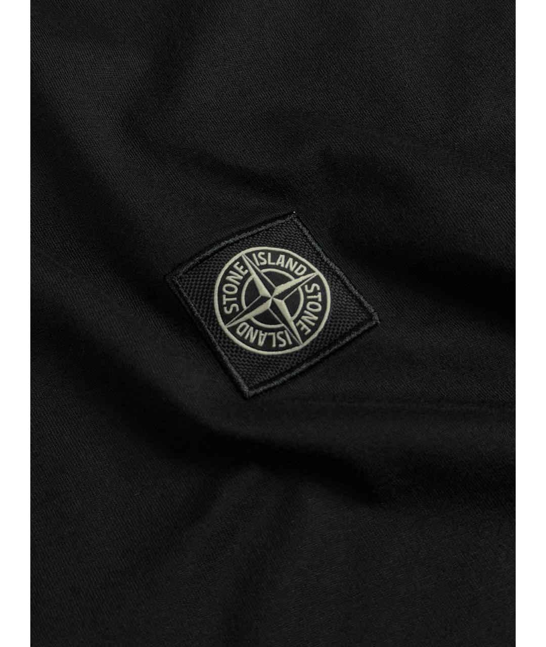 STONE ISLAND Черная хлопковая футболка, фото 3