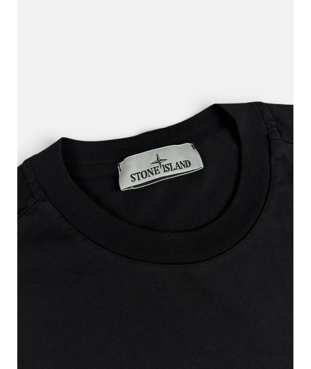 STONE ISLAND Черная хлопковая футболка, фото 4
