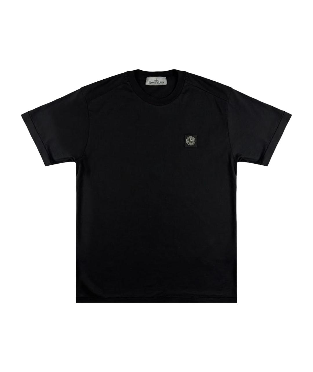 STONE ISLAND Черная хлопковая футболка, фото 1