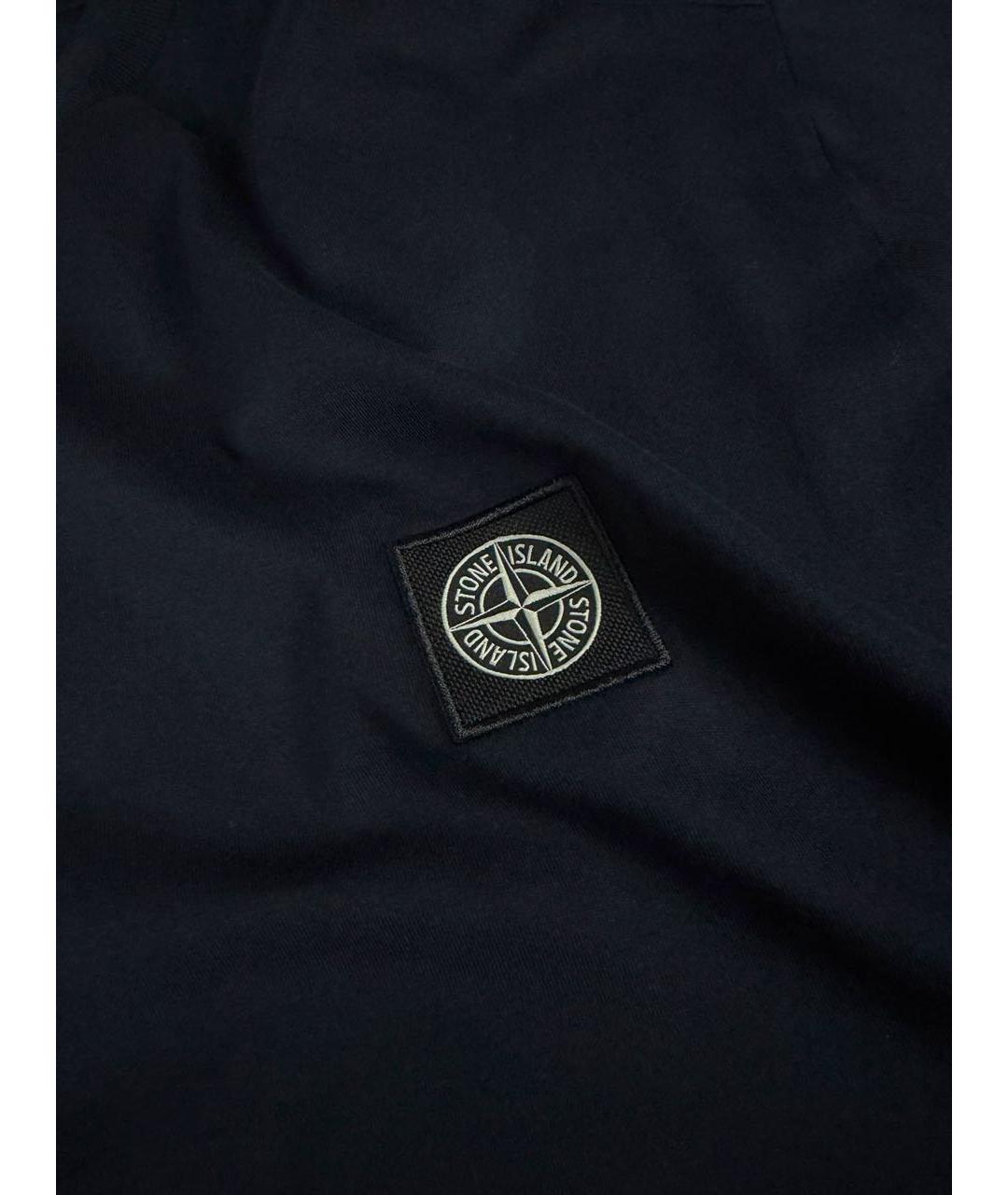 STONE ISLAND Темно-синяя хлопковая футболка, фото 3