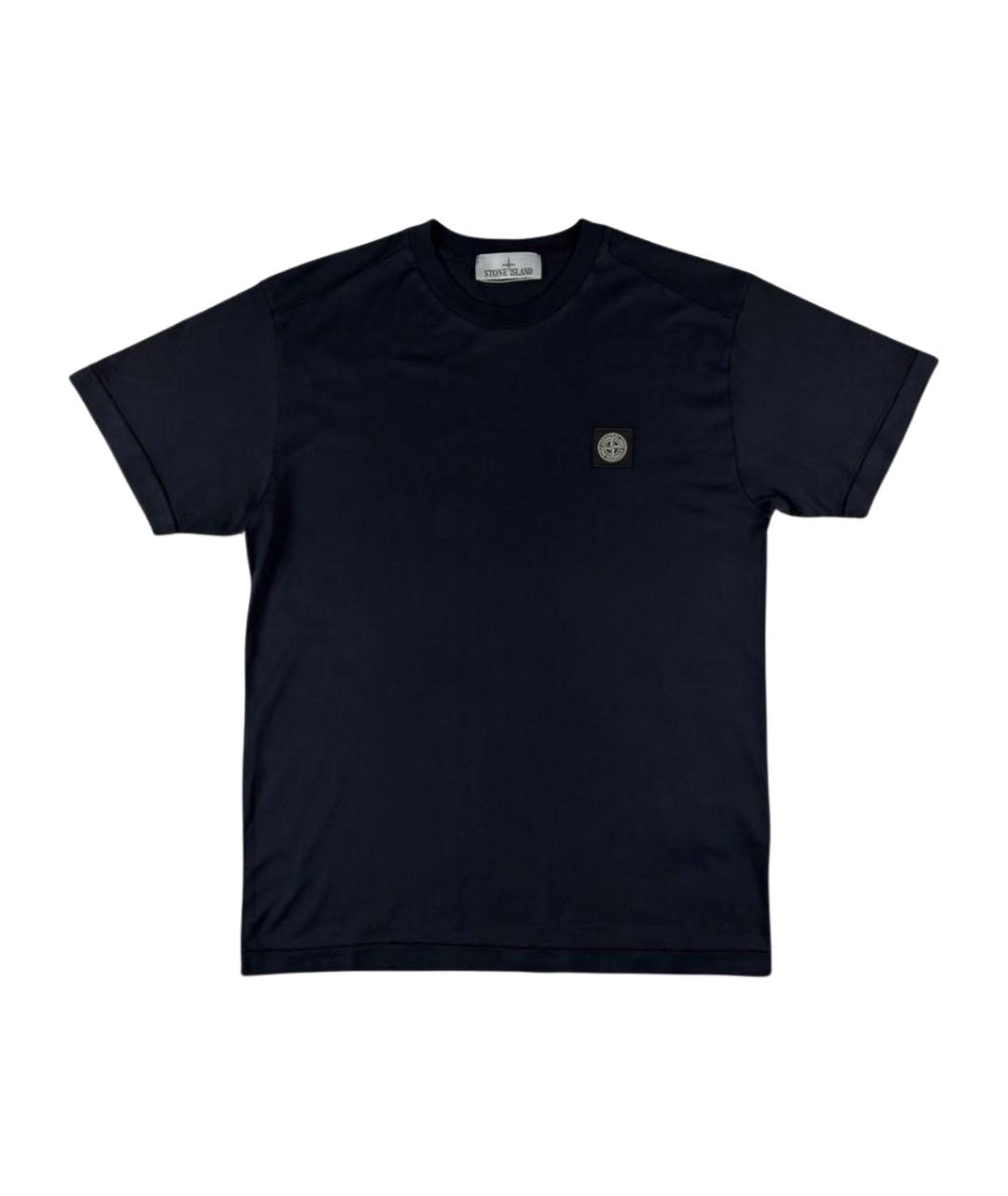 STONE ISLAND Темно-синяя хлопковая футболка, фото 1