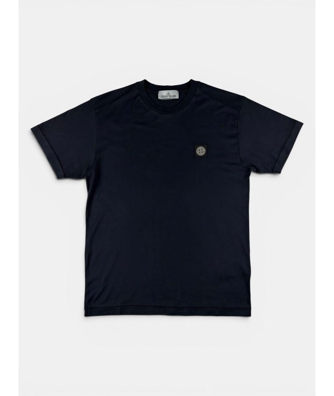 STONE ISLAND Темно-синяя хлопковая футболка, фото 6