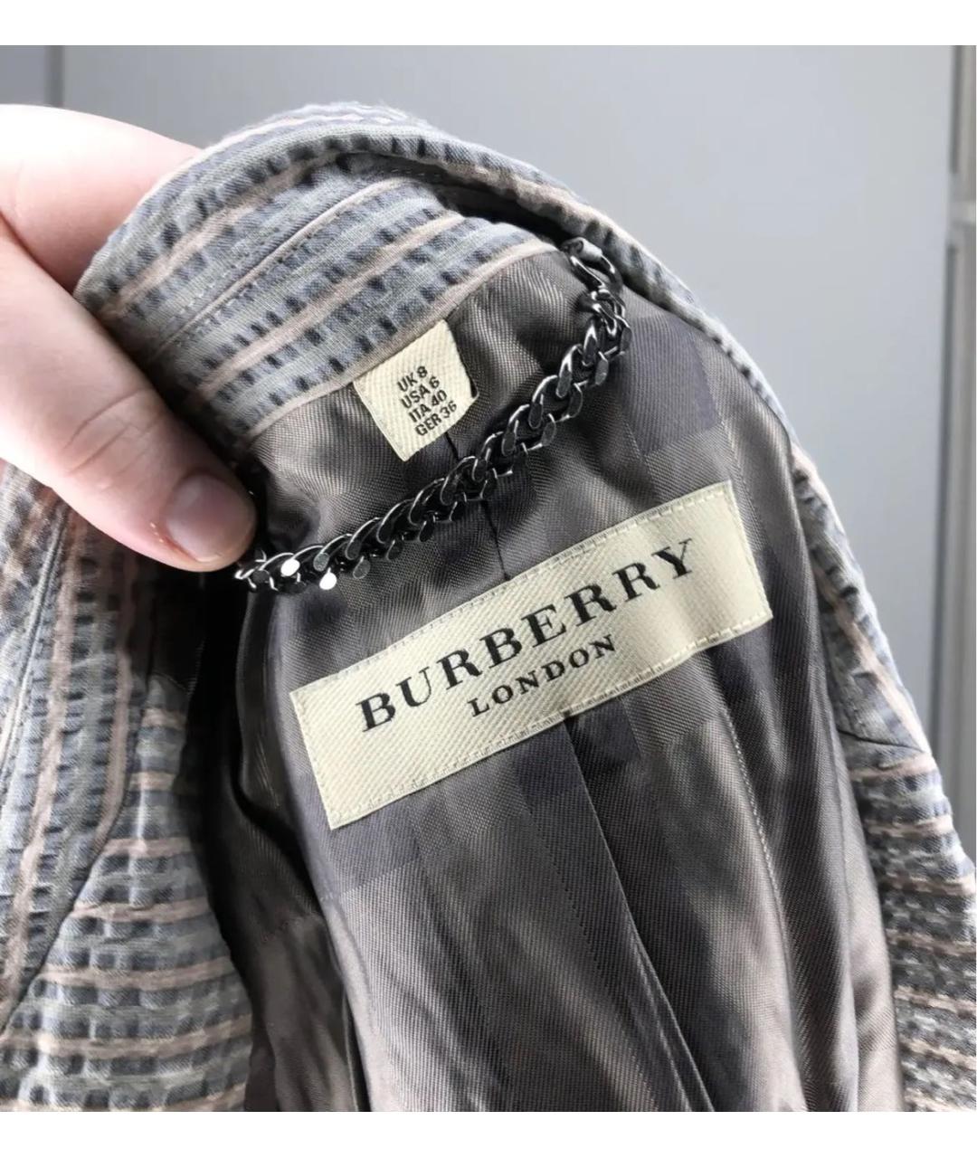 BURBERRY Серый хлопковый жакет/пиджак, фото 4