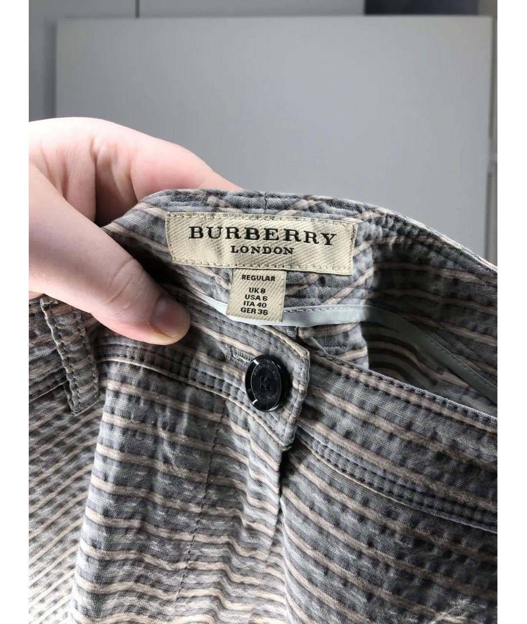 BURBERRY Серые хлопковые прямые брюки, фото 3