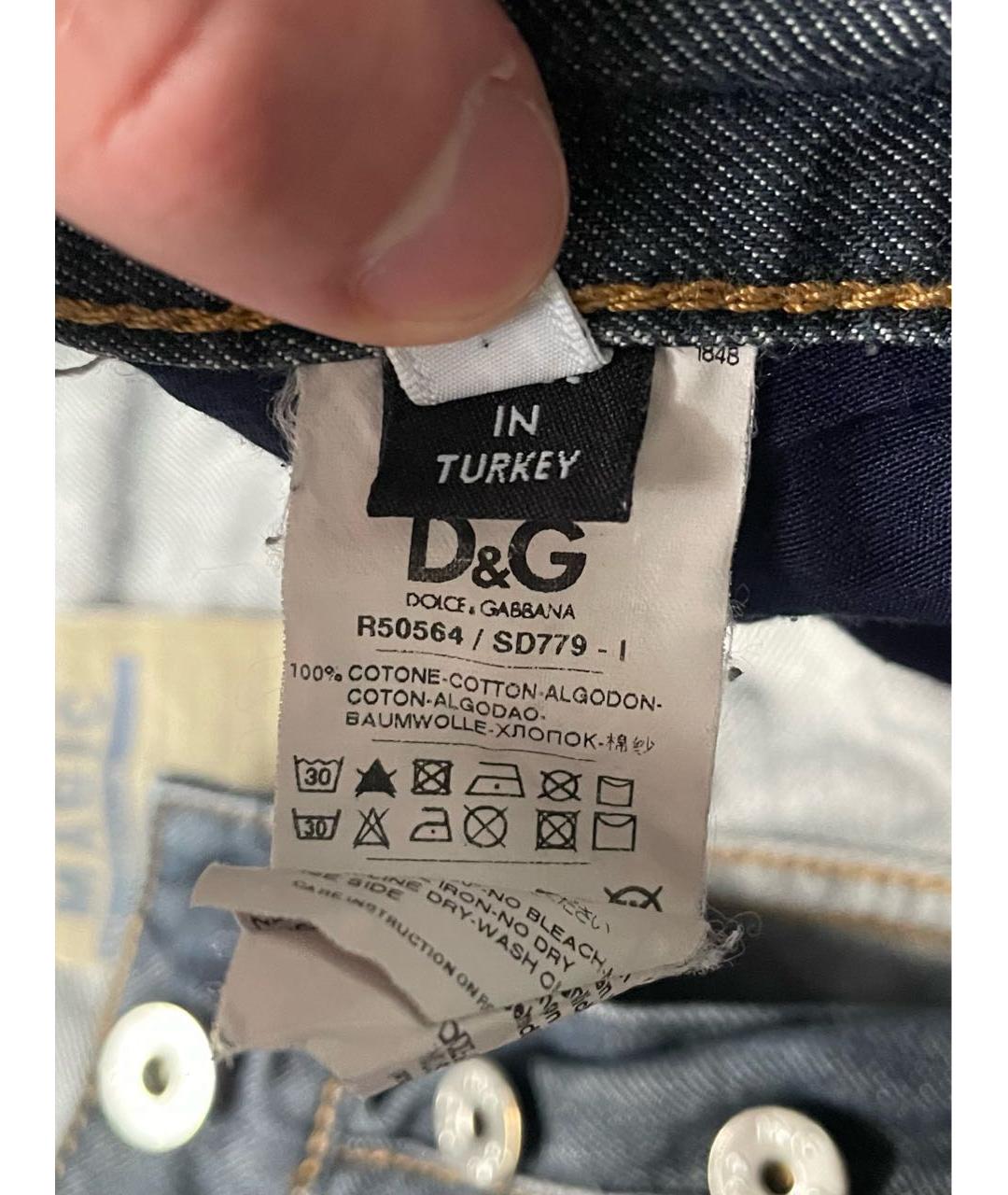DOLCE&GABBANA Темно-синие хлопковые прямые джинсы, фото 3