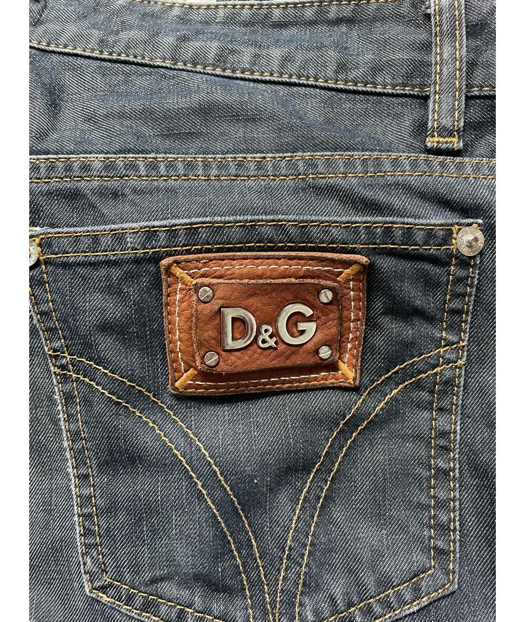DOLCE&GABBANA Темно-синие хлопковые прямые джинсы, фото 4