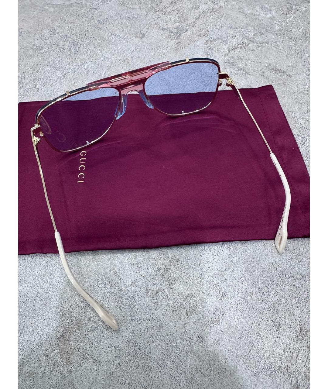 GUCCI Золотые металлические солнцезащитные очки, фото 3