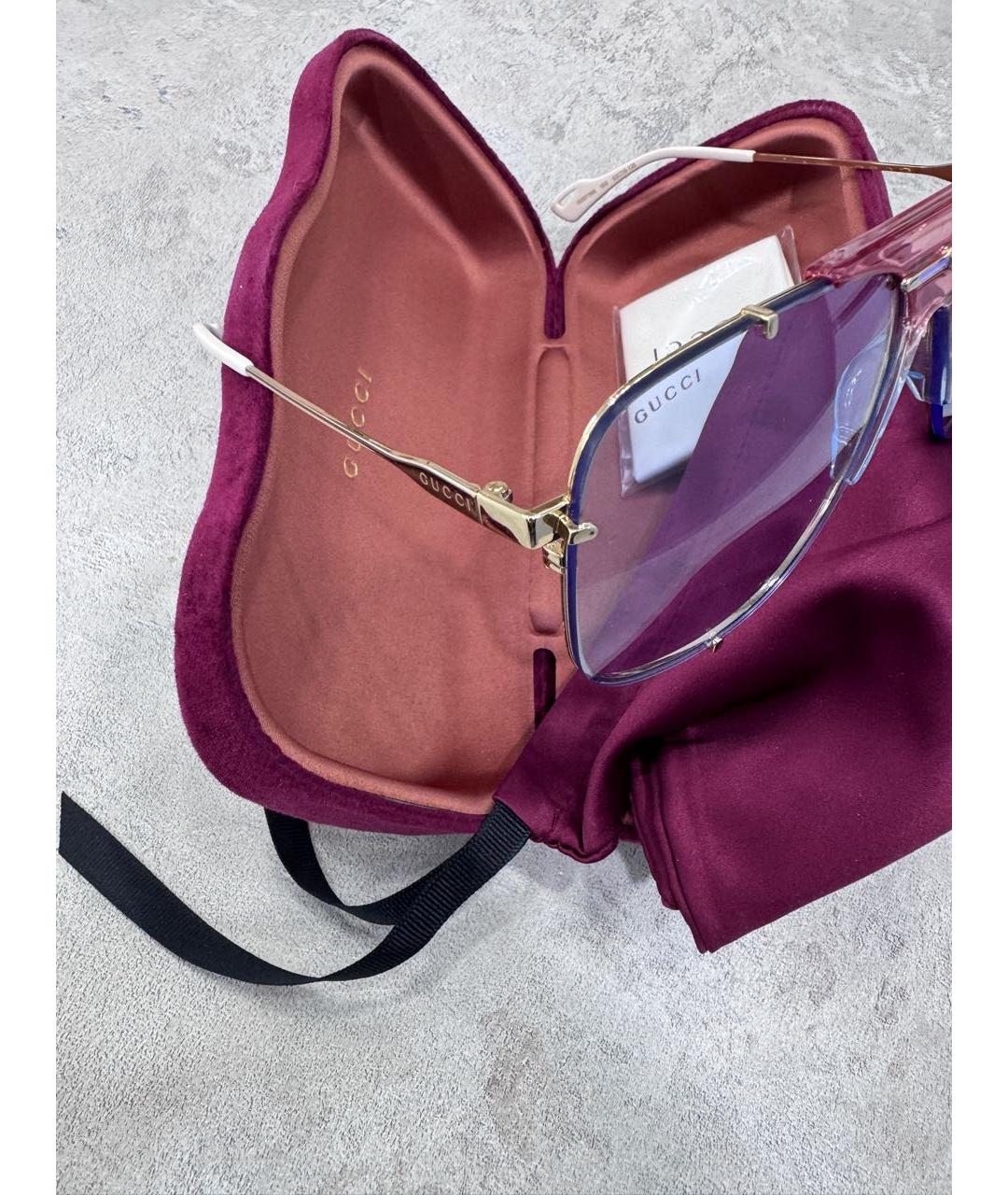 GUCCI Золотые металлические солнцезащитные очки, фото 2