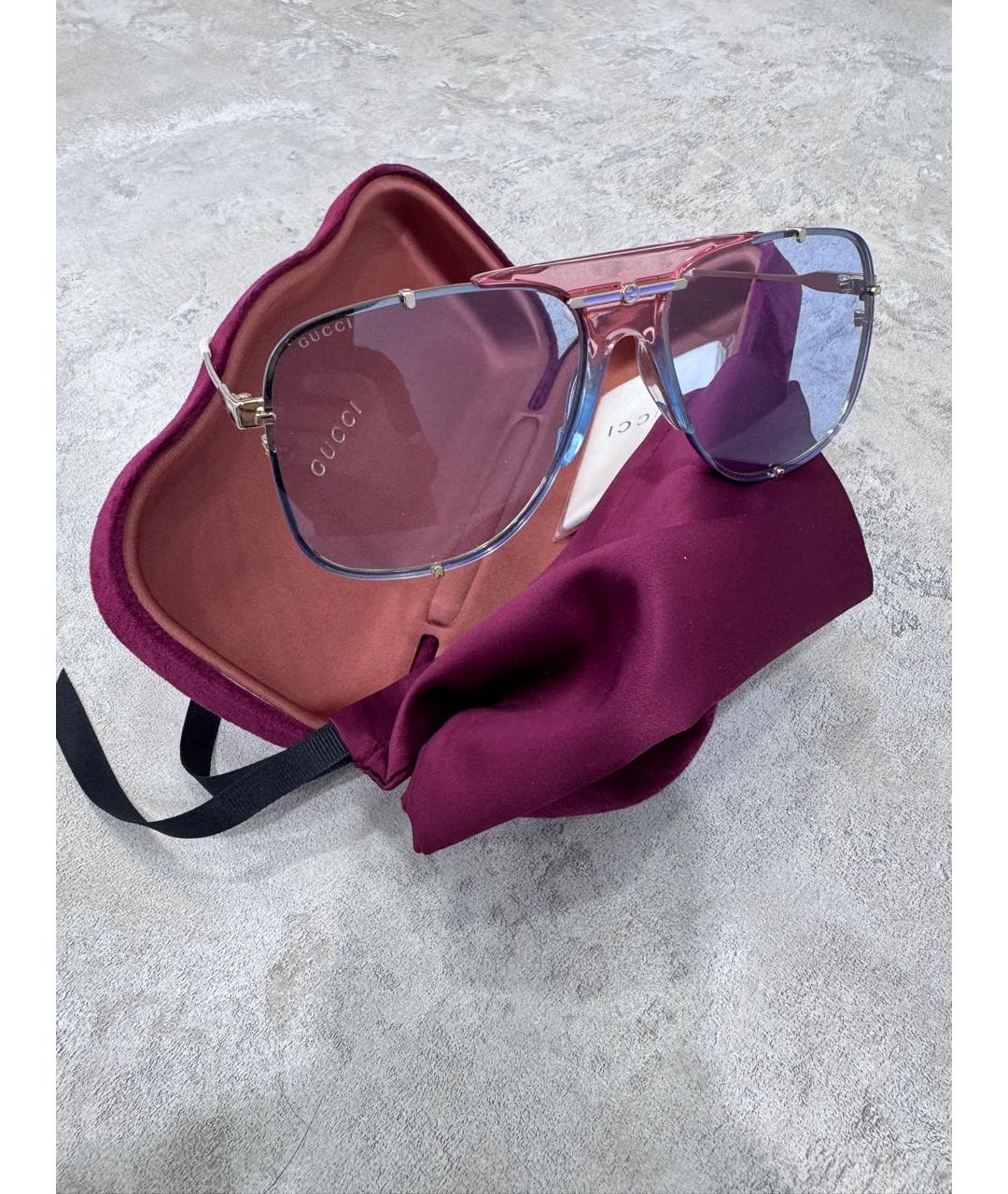 GUCCI Золотые металлические солнцезащитные очки, фото 6