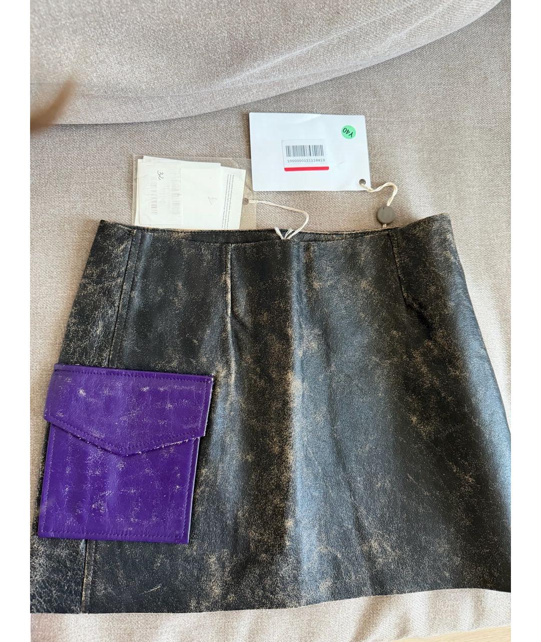 ACNE STUDIOS Серая кожаная юбка мини, фото 8