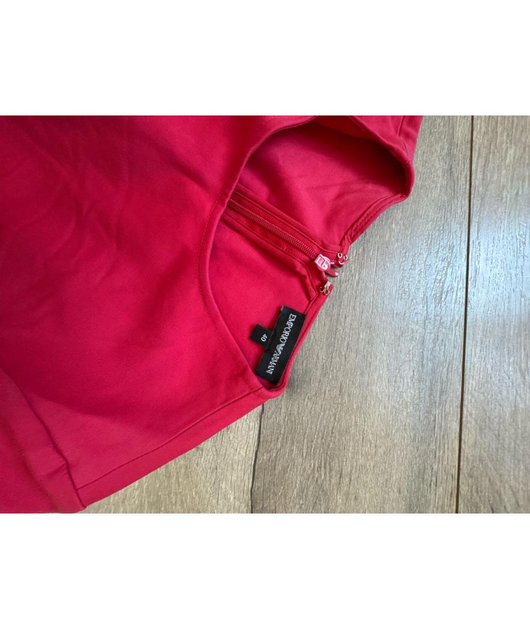 EMPORIO ARMANI Красное вискозное повседневное платье, фото 3