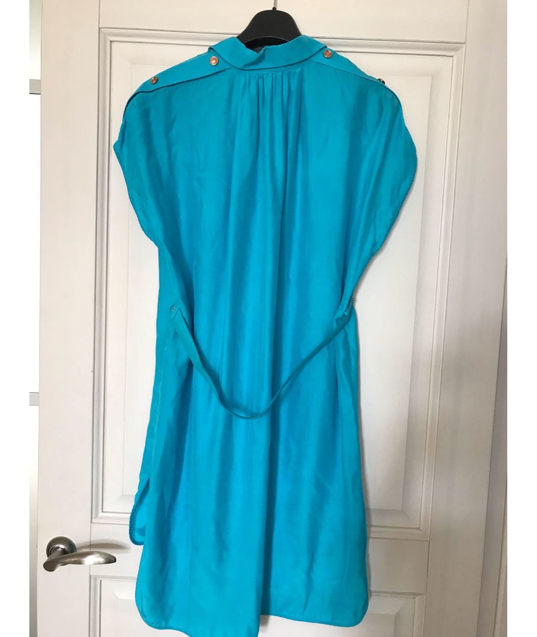 VERSACE Голубое шелковое платье, фото 2