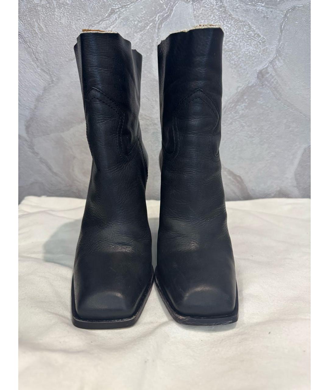 SAINT LAURENT Черные кожаные ботинки, фото 2