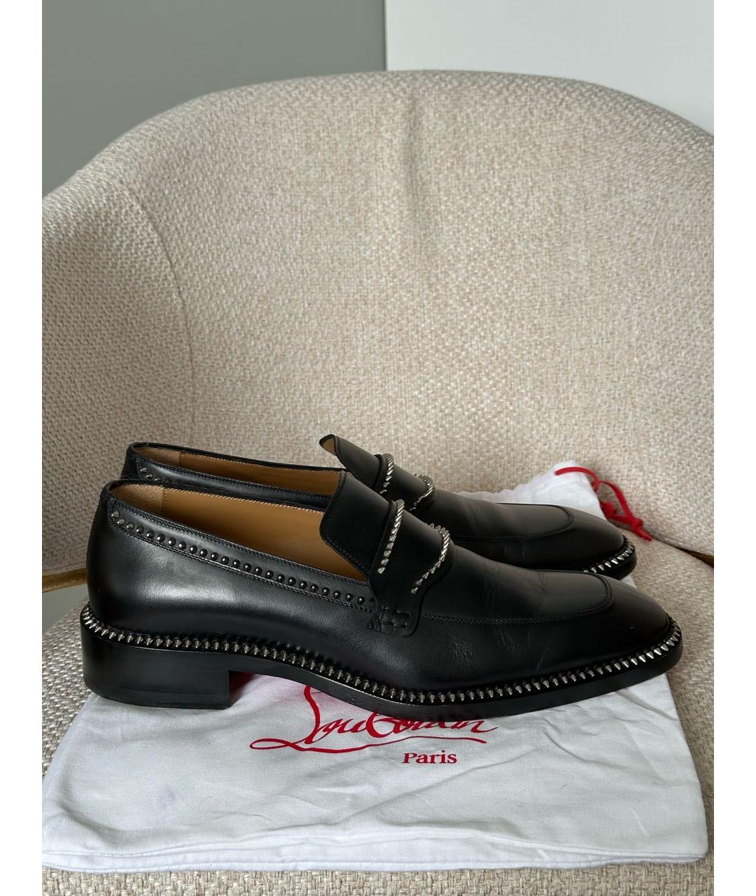 CHRISTIAN LOUBOUTIN Черные кожаные лоферы, фото 5