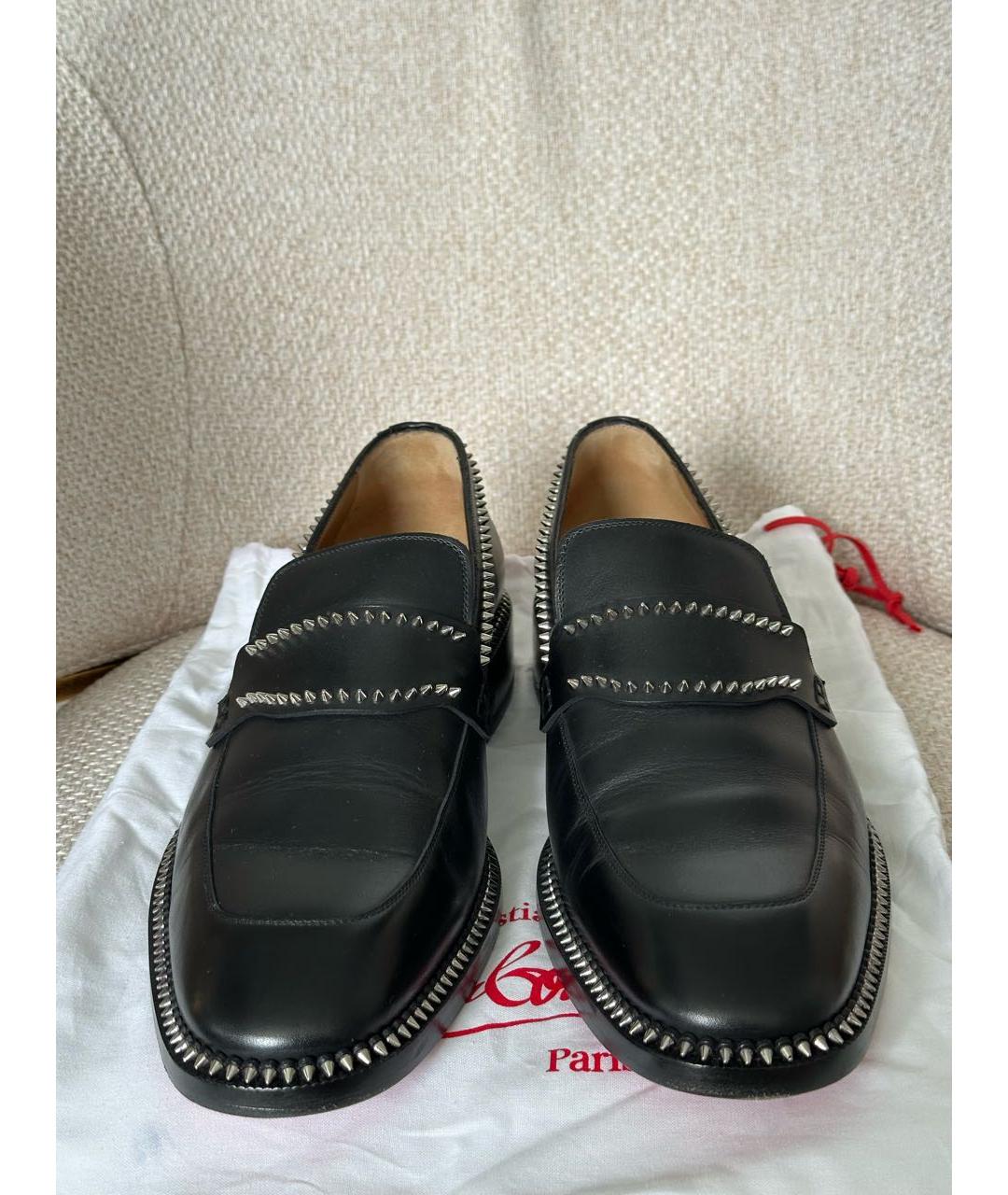 CHRISTIAN LOUBOUTIN Черные кожаные лоферы, фото 2