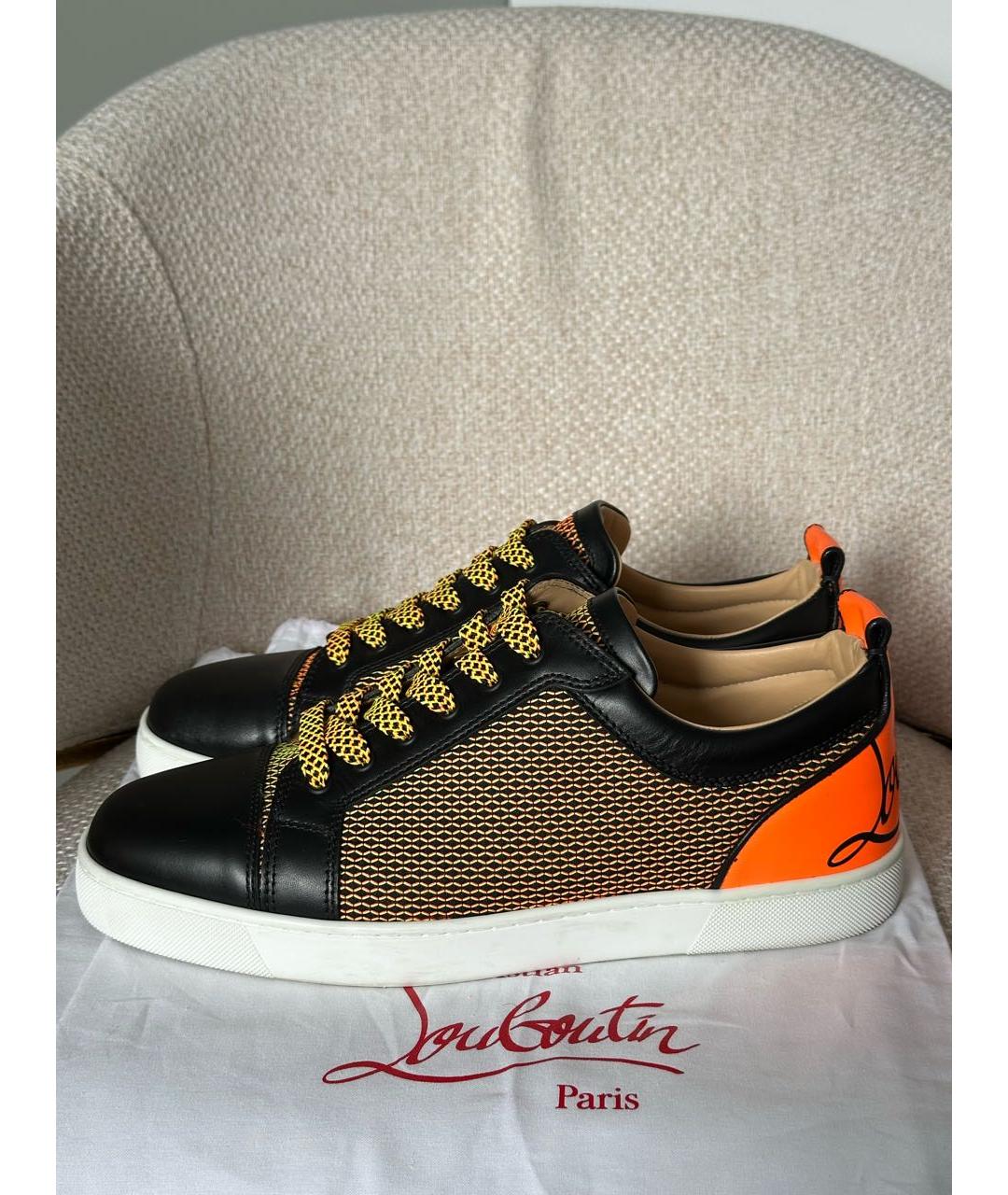 CHRISTIAN LOUBOUTIN Черные текстильные низкие кроссовки / кеды, фото 5
