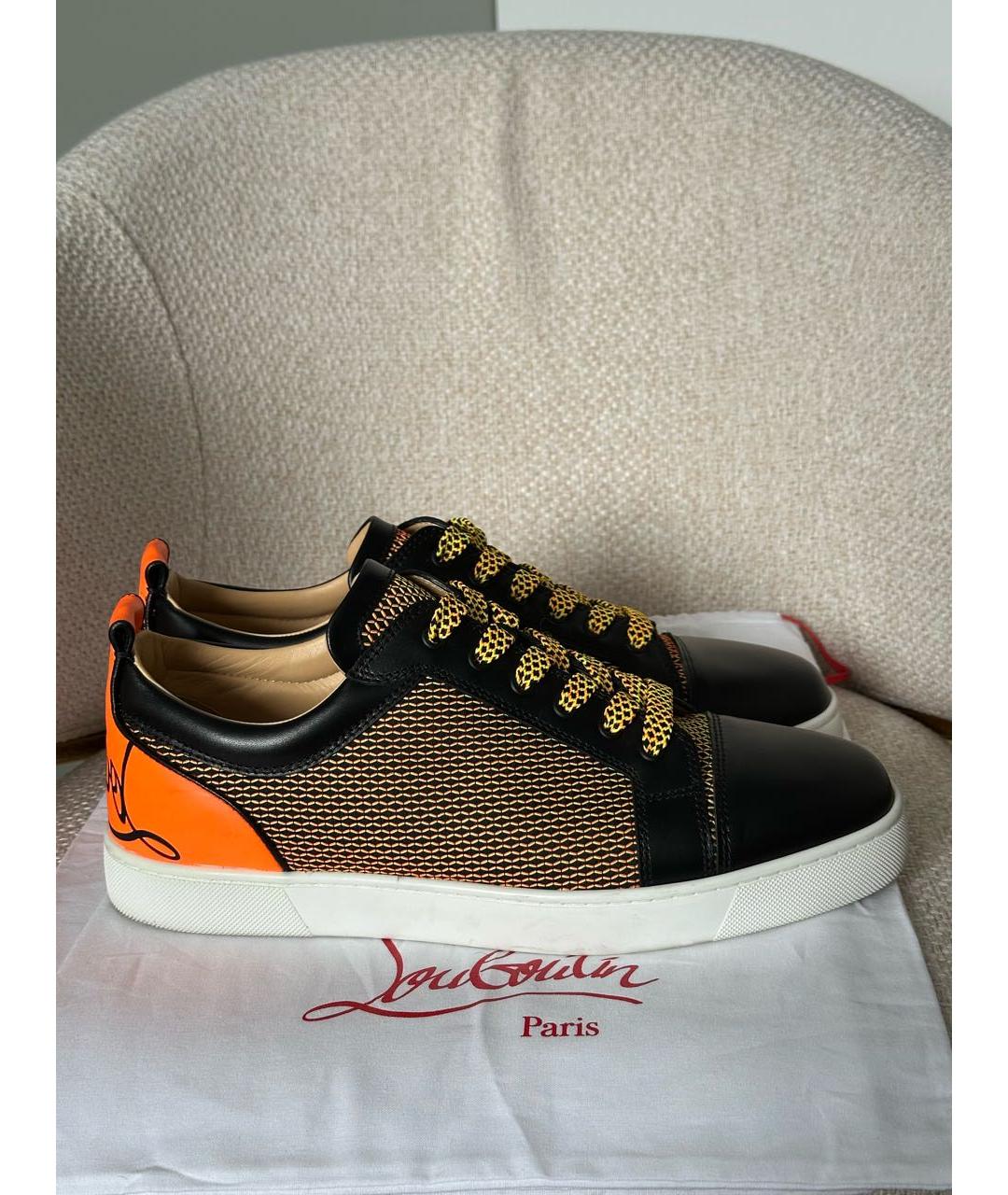 CHRISTIAN LOUBOUTIN Черные текстильные низкие кроссовки / кеды, фото 6