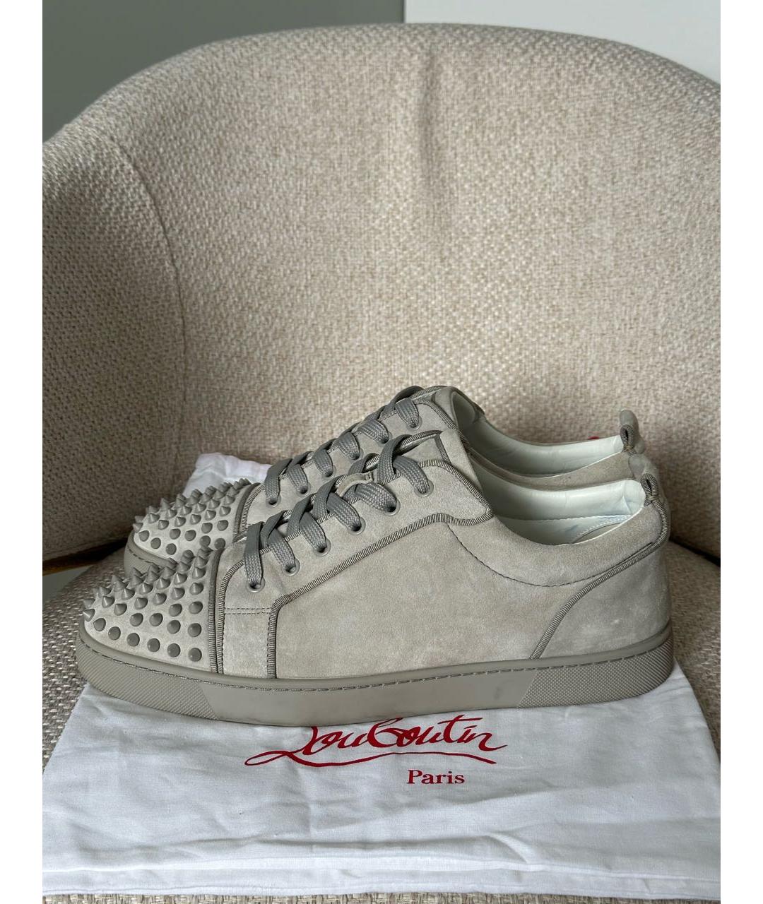 CHRISTIAN LOUBOUTIN Серые замшевые низкие кроссовки / кеды, фото 5