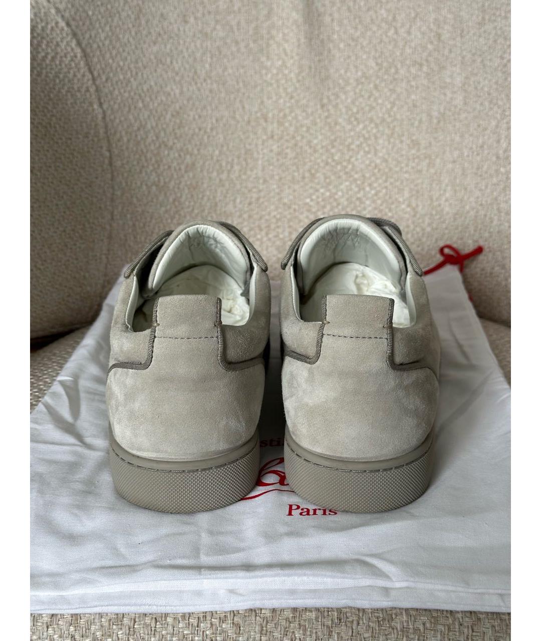 CHRISTIAN LOUBOUTIN Серые замшевые низкие кроссовки / кеды, фото 3