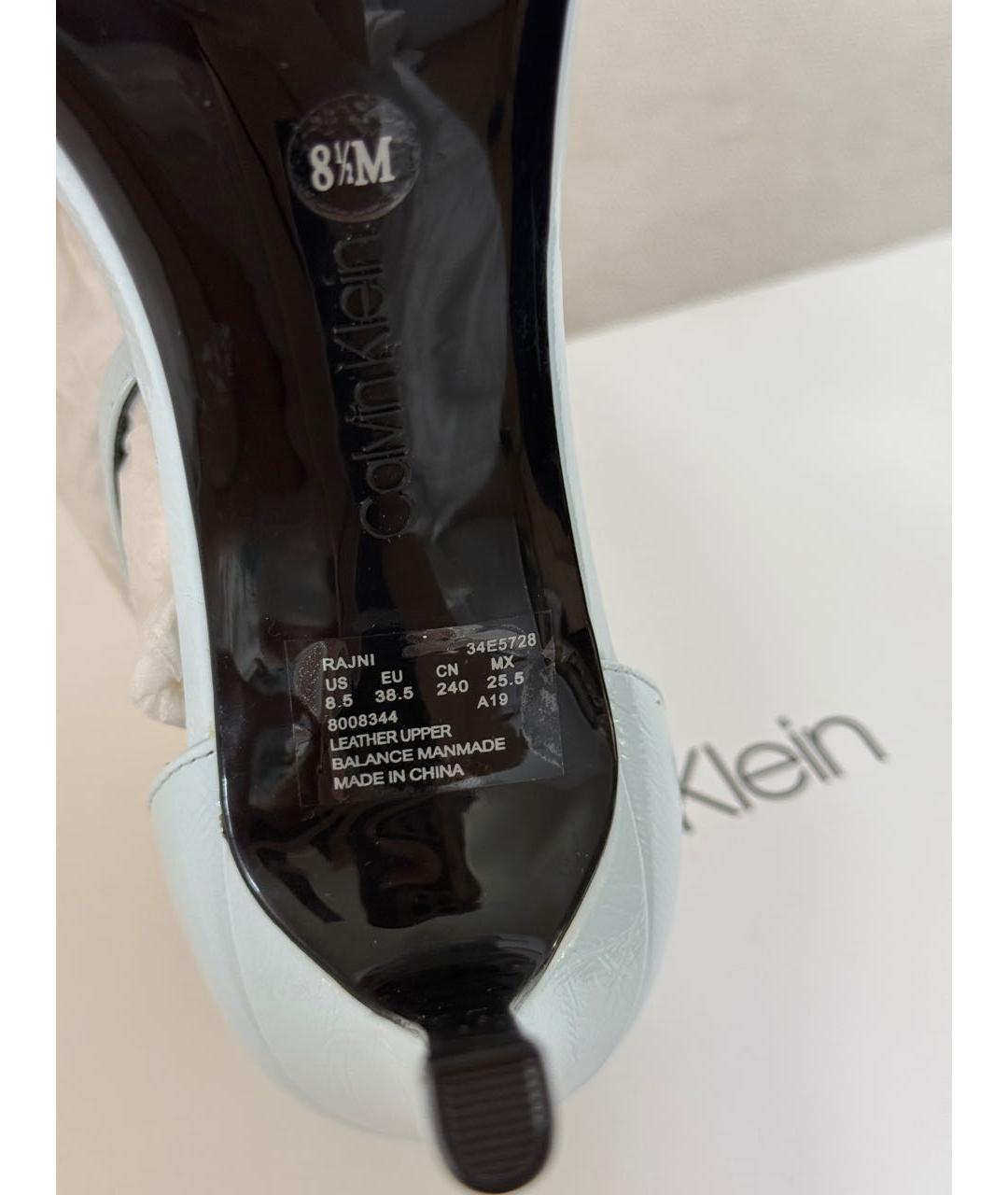 CALVIN KLEIN Голубые босоножки из лакированной кожи, фото 7