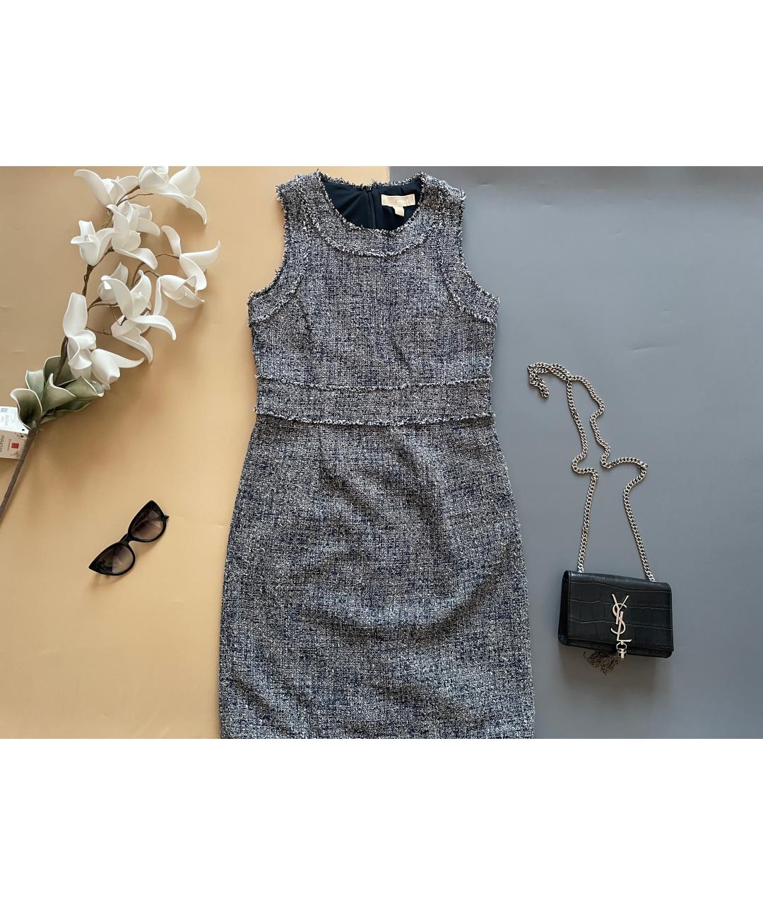 MICHAEL KORS Синее твидовое повседневное платье, фото 2
