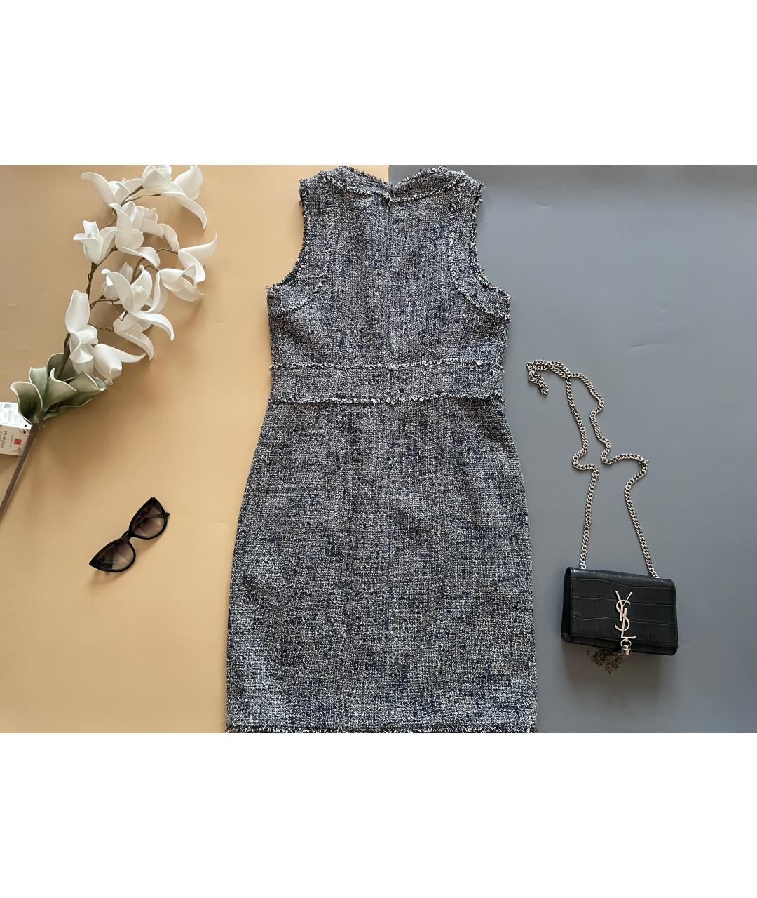 MICHAEL KORS Синее твидовое повседневное платье, фото 6