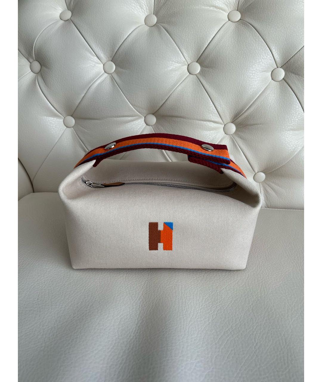 HERMES Бежевая хлопковая косметичка, фото 9