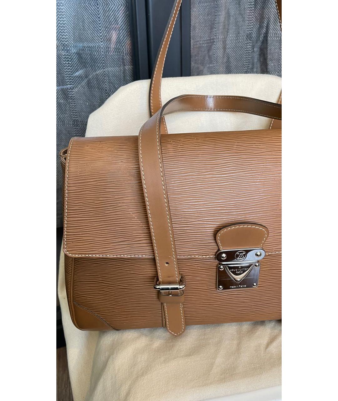 LOUIS VUITTON Бежевая кожаная сумка с короткими ручками, фото 5
