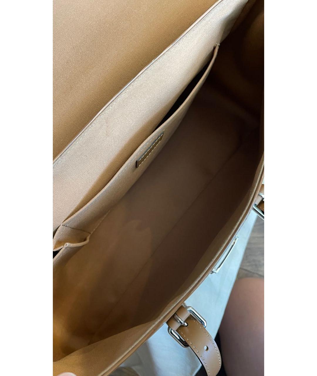 LOUIS VUITTON Бежевая кожаная сумка с короткими ручками, фото 4