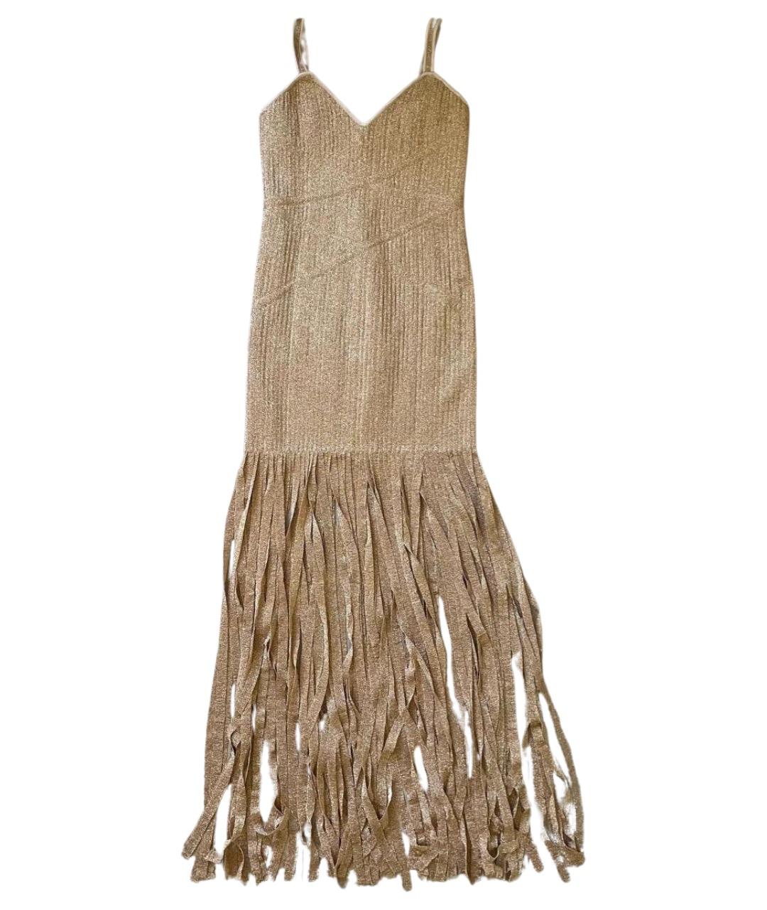HERVE LEGER Золотое полиэстеровое вечернее платье, фото 1