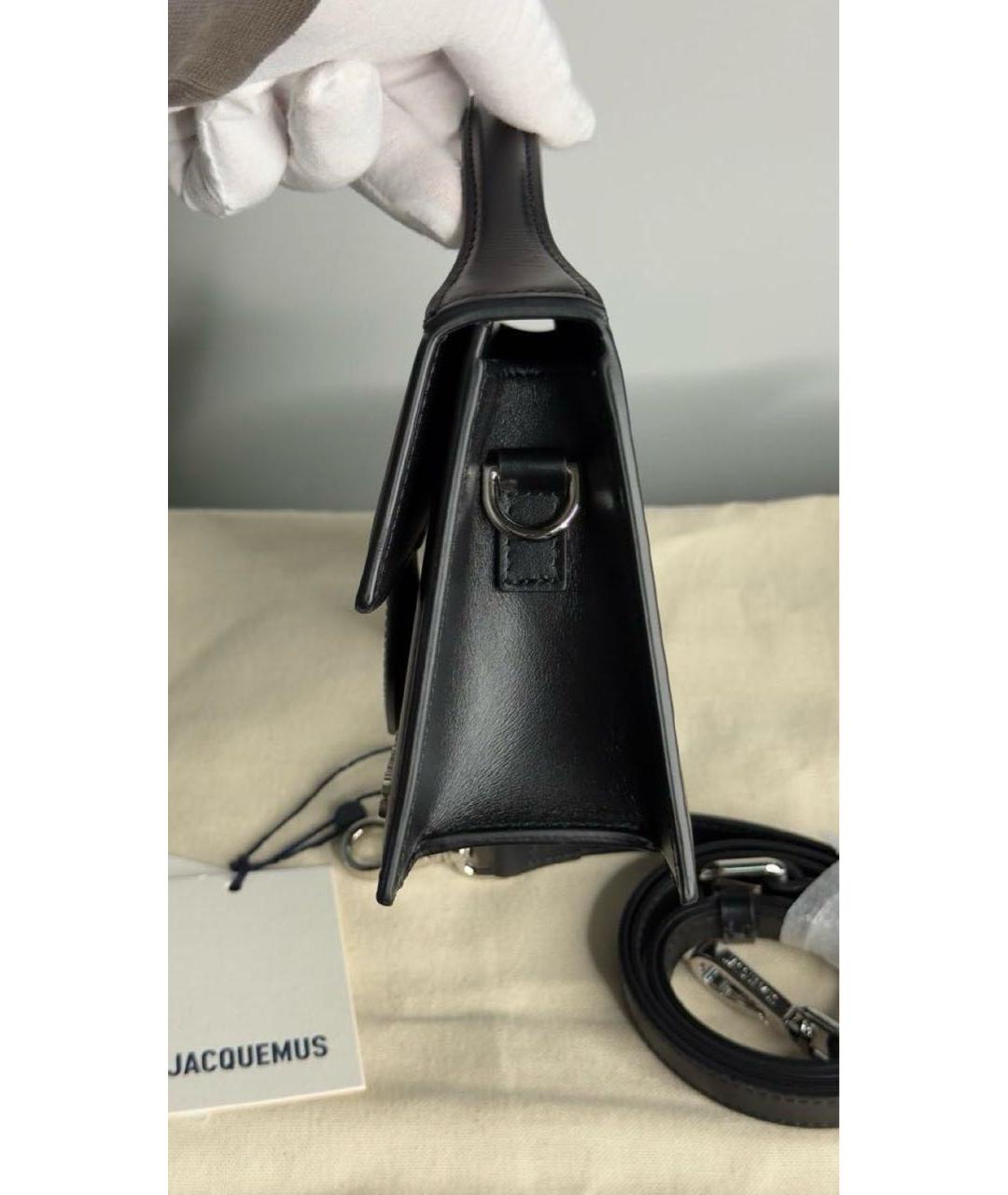JACQUEMUS Черная кожаная сумка с короткими ручками, фото 5