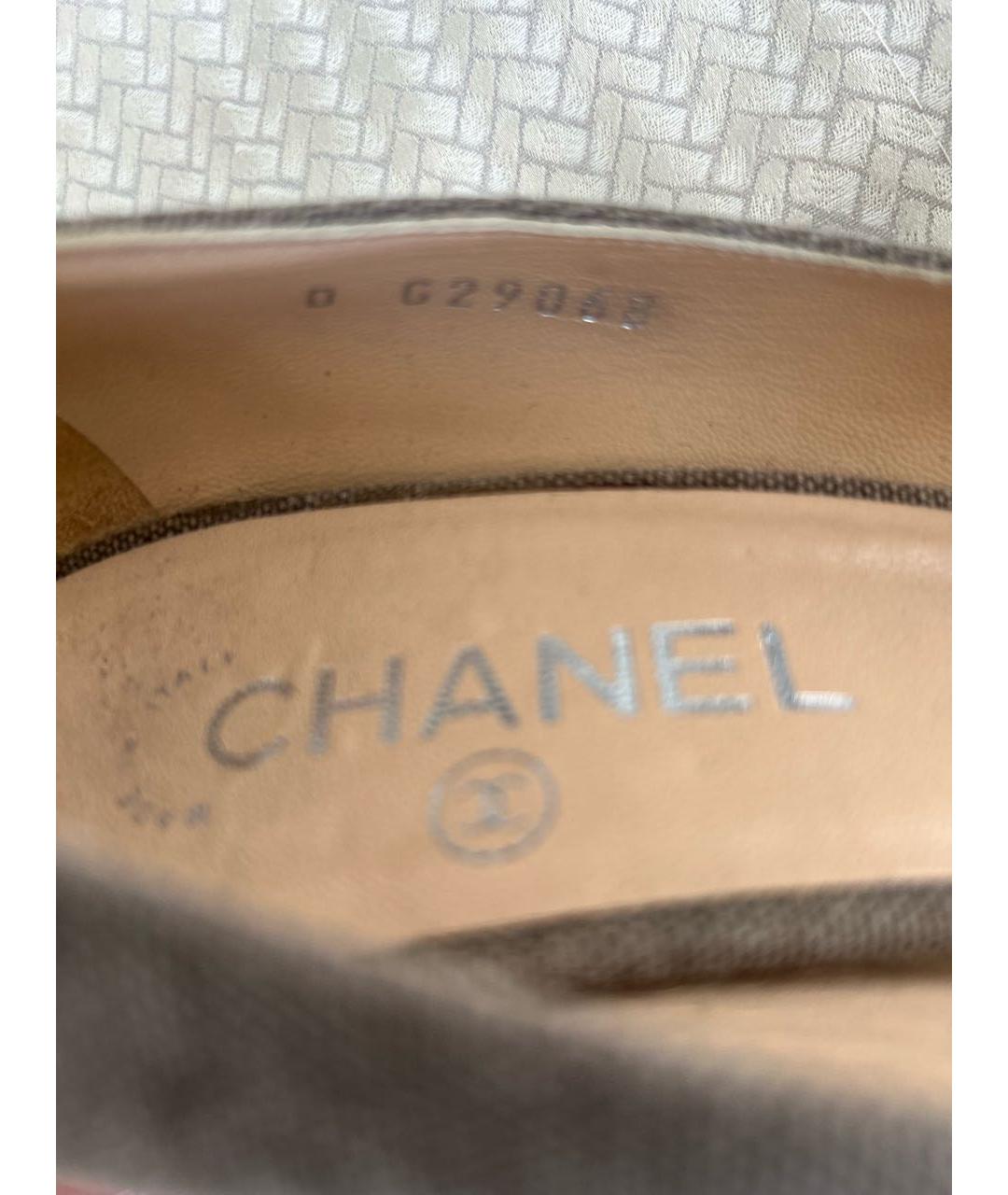 CHANEL Бежевые текстильные туфли, фото 6