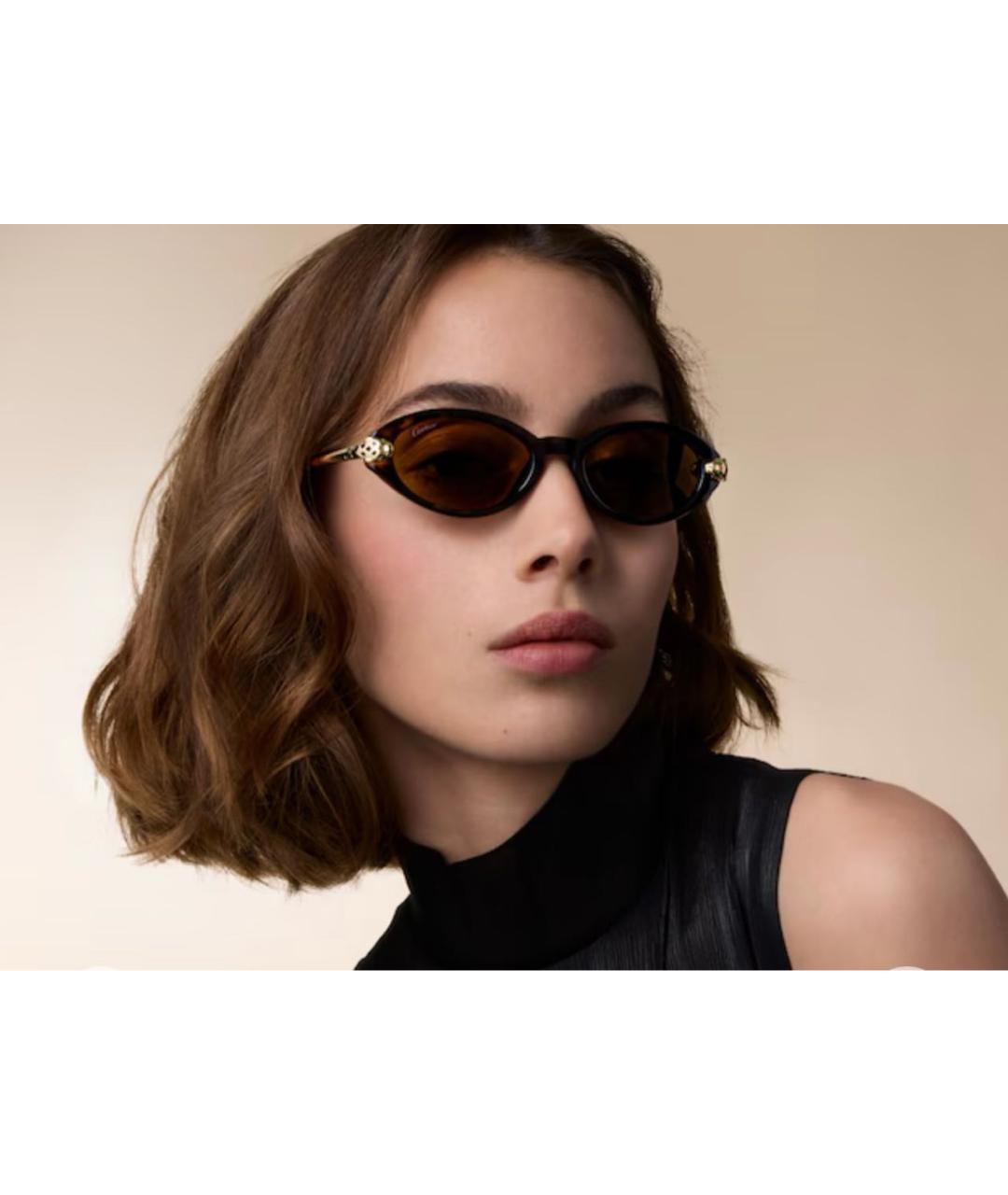 CARTIER Коричневые металлические солнцезащитные очки, фото 3