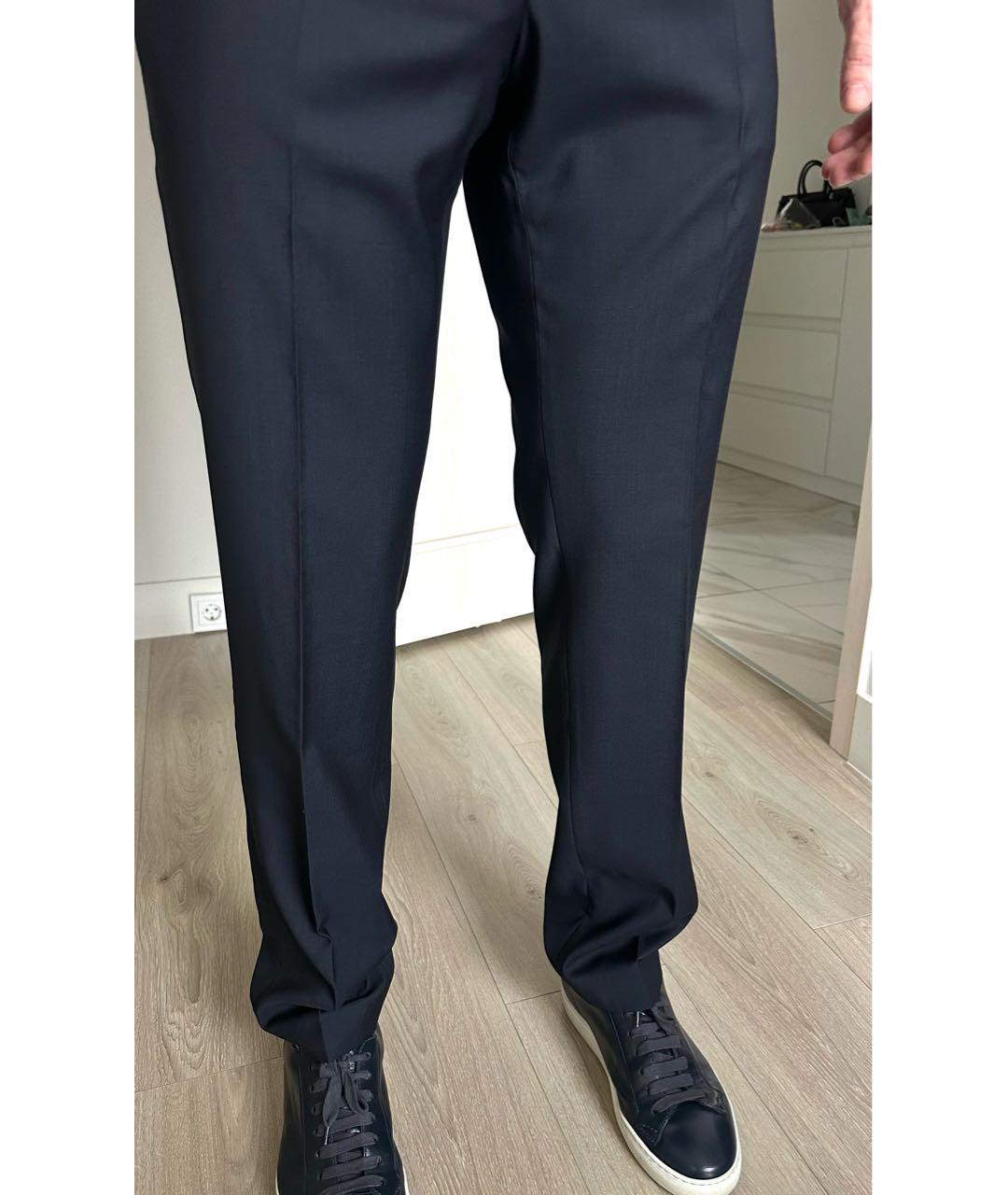 ETRO Темно-синие шерстяные классические брюки, фото 8