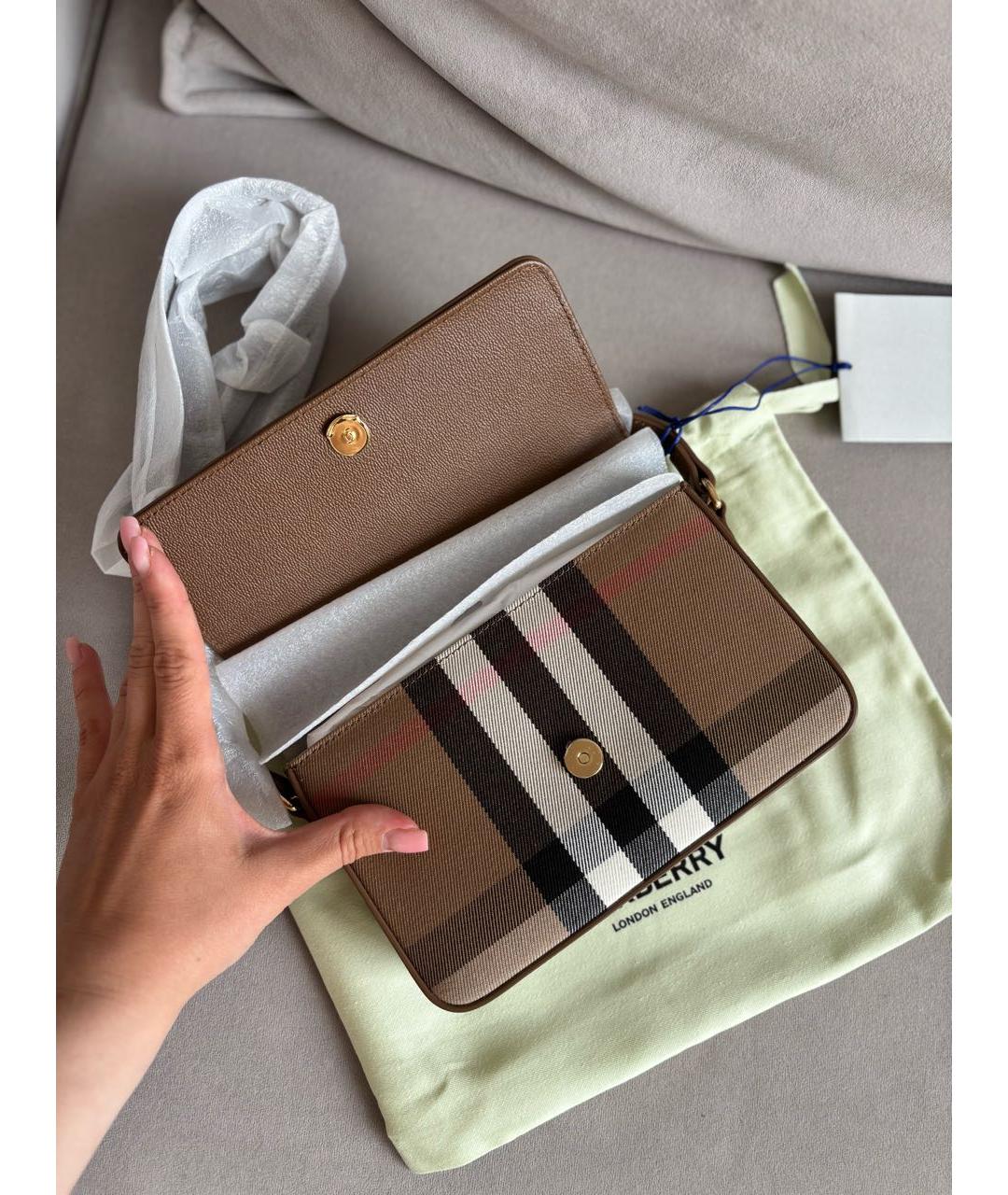 BURBERRY Коричневая кожаная сумка через плечо, фото 6