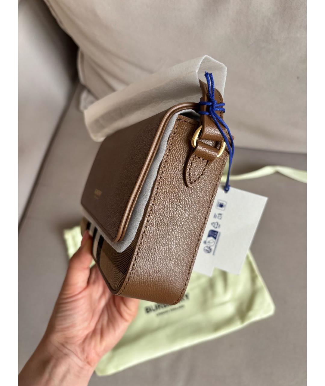 BURBERRY Коричневая кожаная сумка через плечо, фото 3