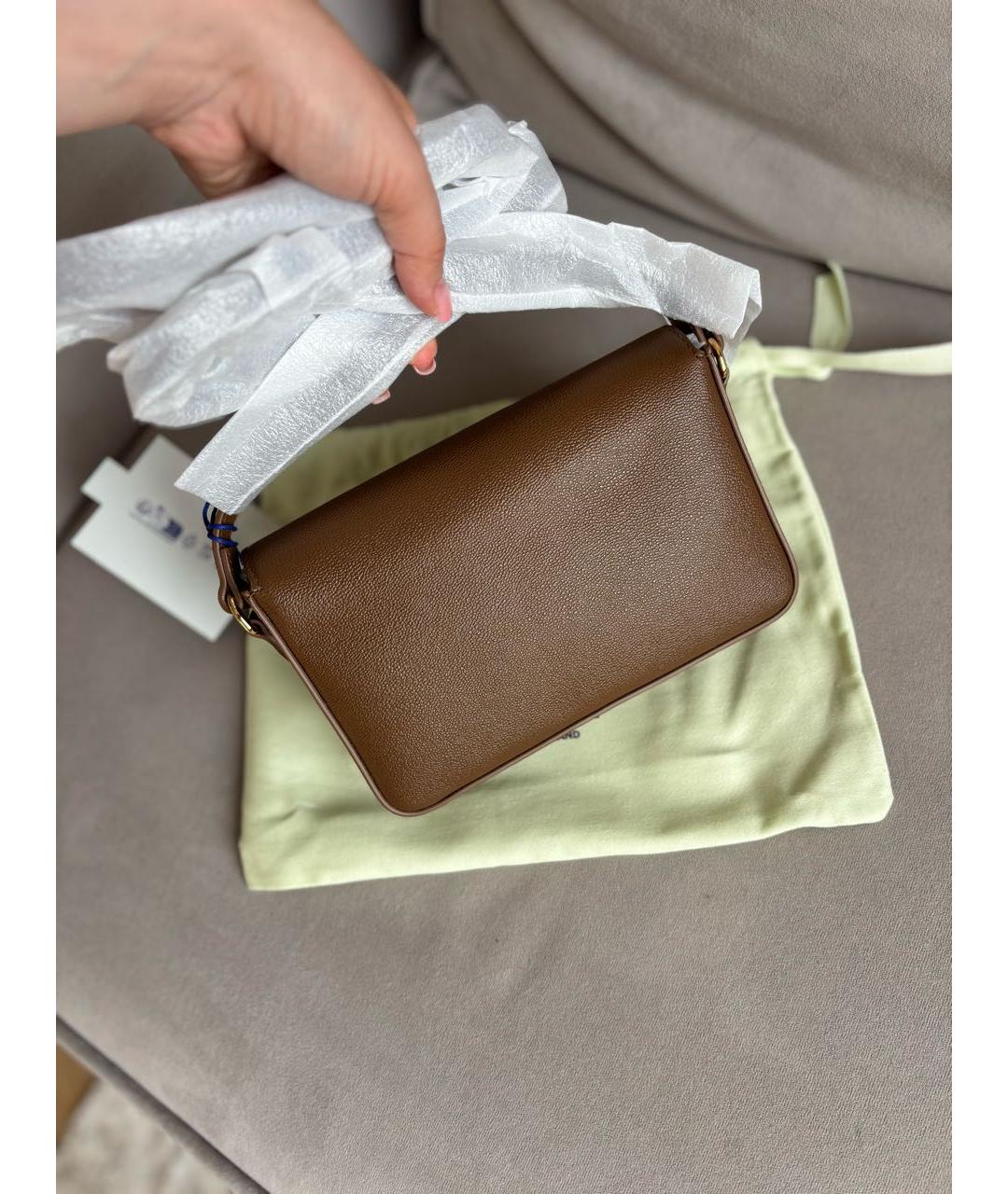 BURBERRY Коричневая кожаная сумка через плечо, фото 4