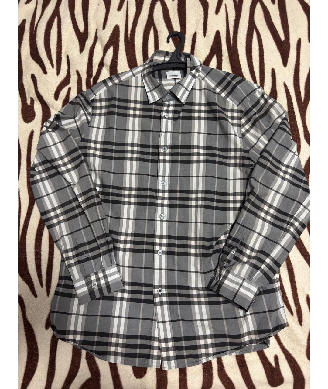 BURBERRY Серая хлопковая кэжуал рубашка, фото 4