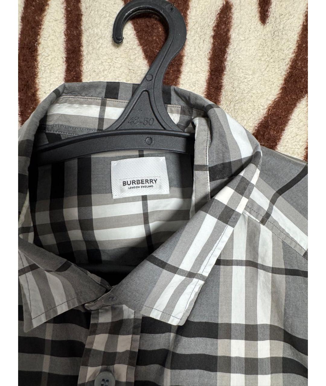 BURBERRY Серая хлопковая кэжуал рубашка, фото 2