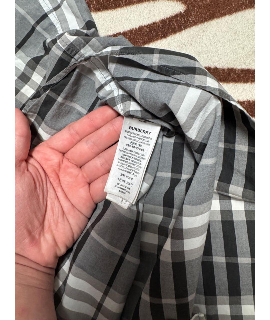 BURBERRY Серая хлопковая кэжуал рубашка, фото 3