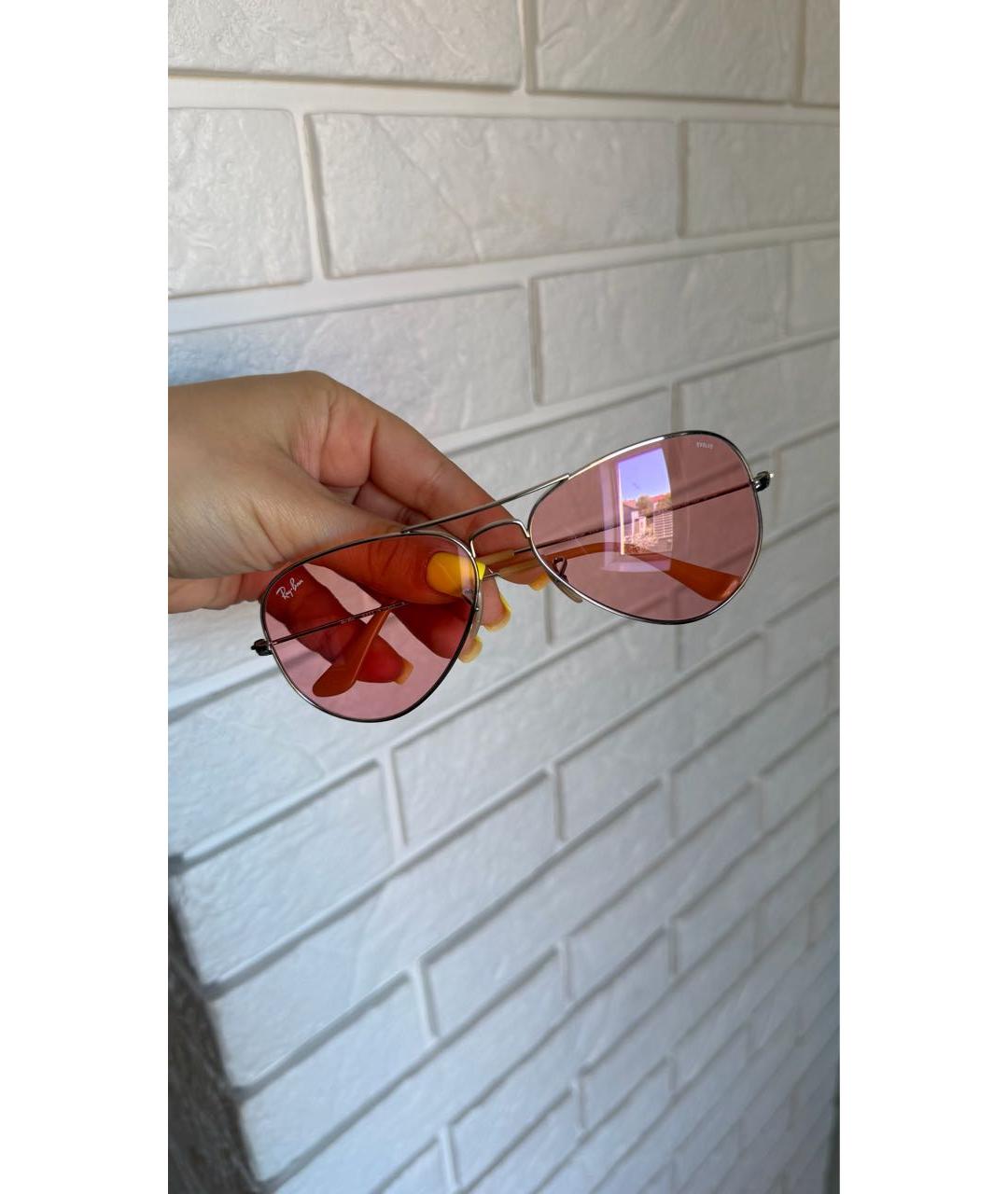 RAY BAN Серебряные металлические солнцезащитные очки, фото 3