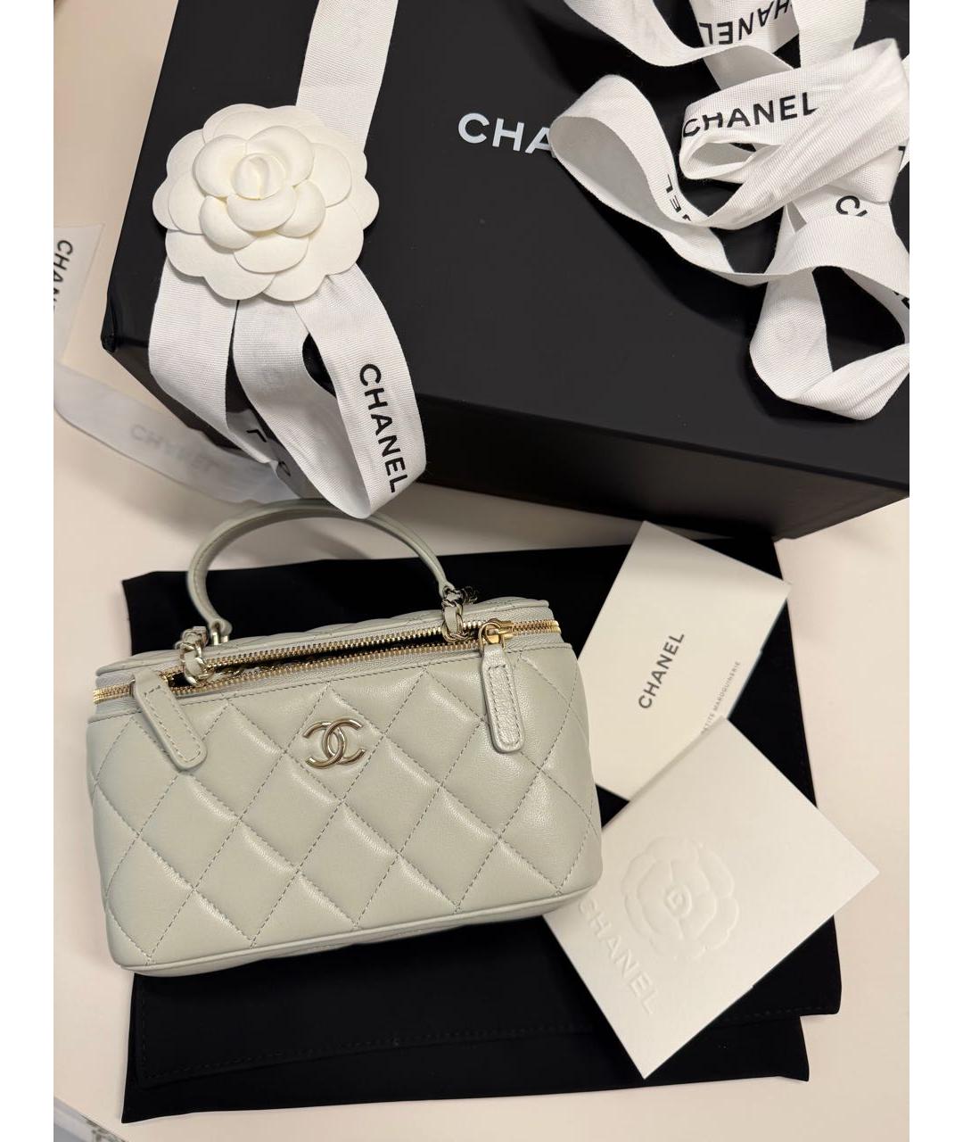 CHANEL Серая кожаная сумка через плечо, фото 3