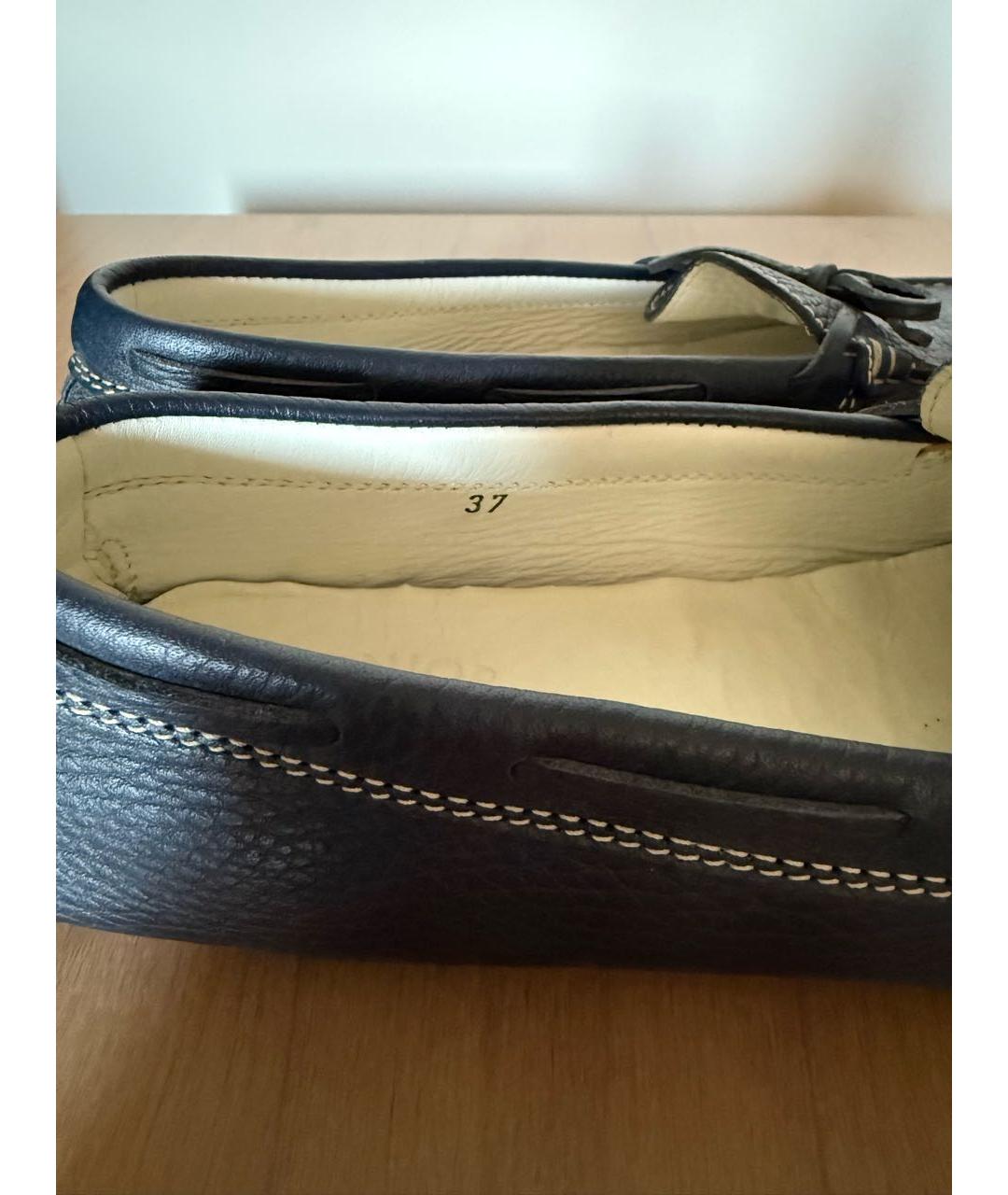 TOD'S Темно-синие кожаные лоферы и мокасины, фото 6