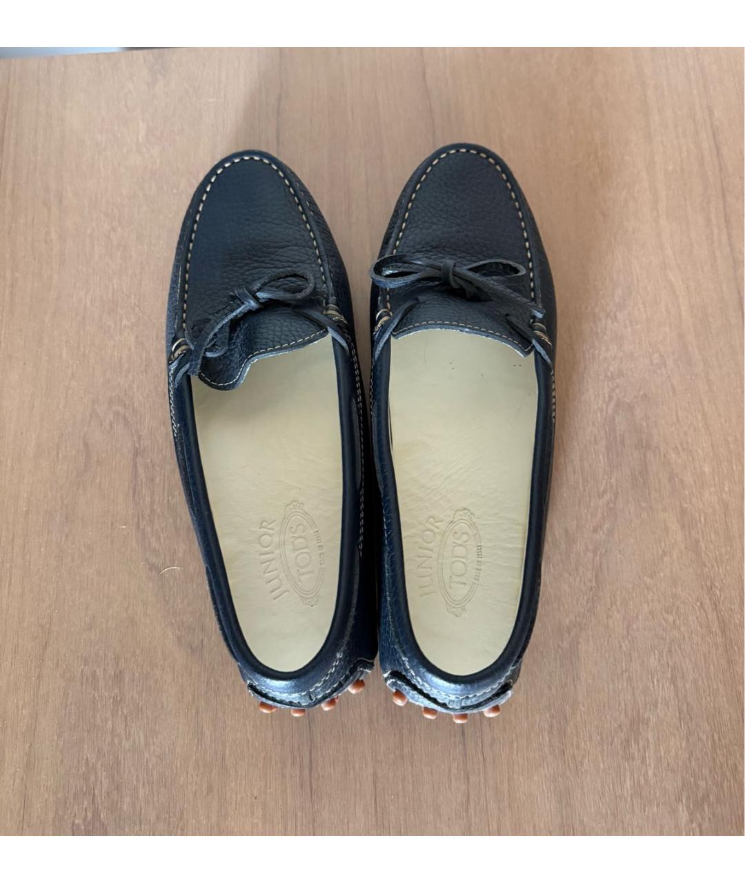 TOD'S Темно-синие кожаные лоферы и мокасины, фото 3