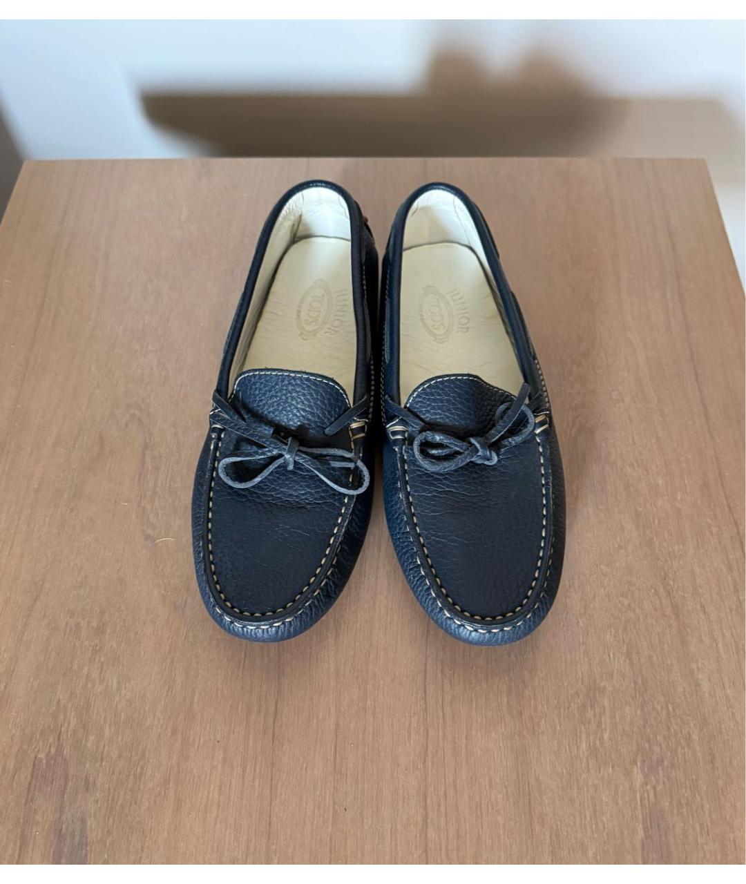 TOD'S Темно-синие кожаные лоферы и мокасины, фото 2