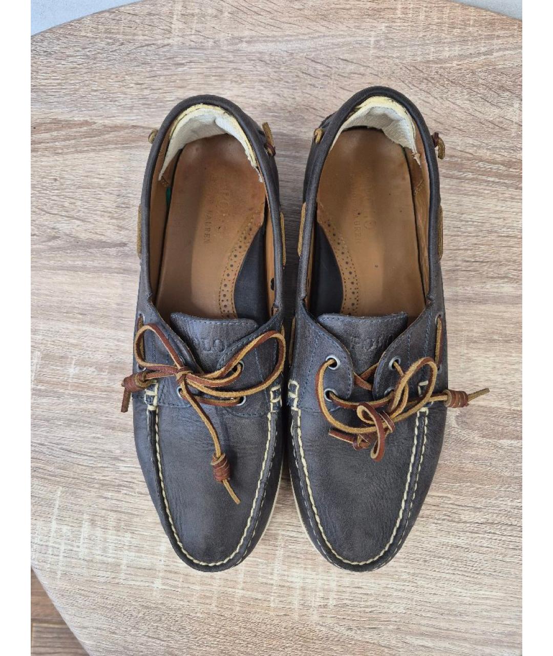 POLO RALPH LAUREN Серые кожаные лоферы, фото 3