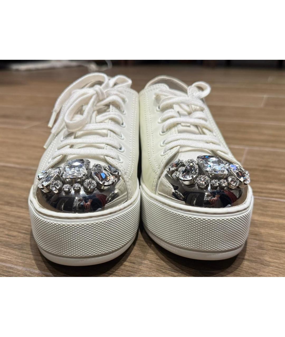 MIU MIU Белые кожаные кеды, фото 2