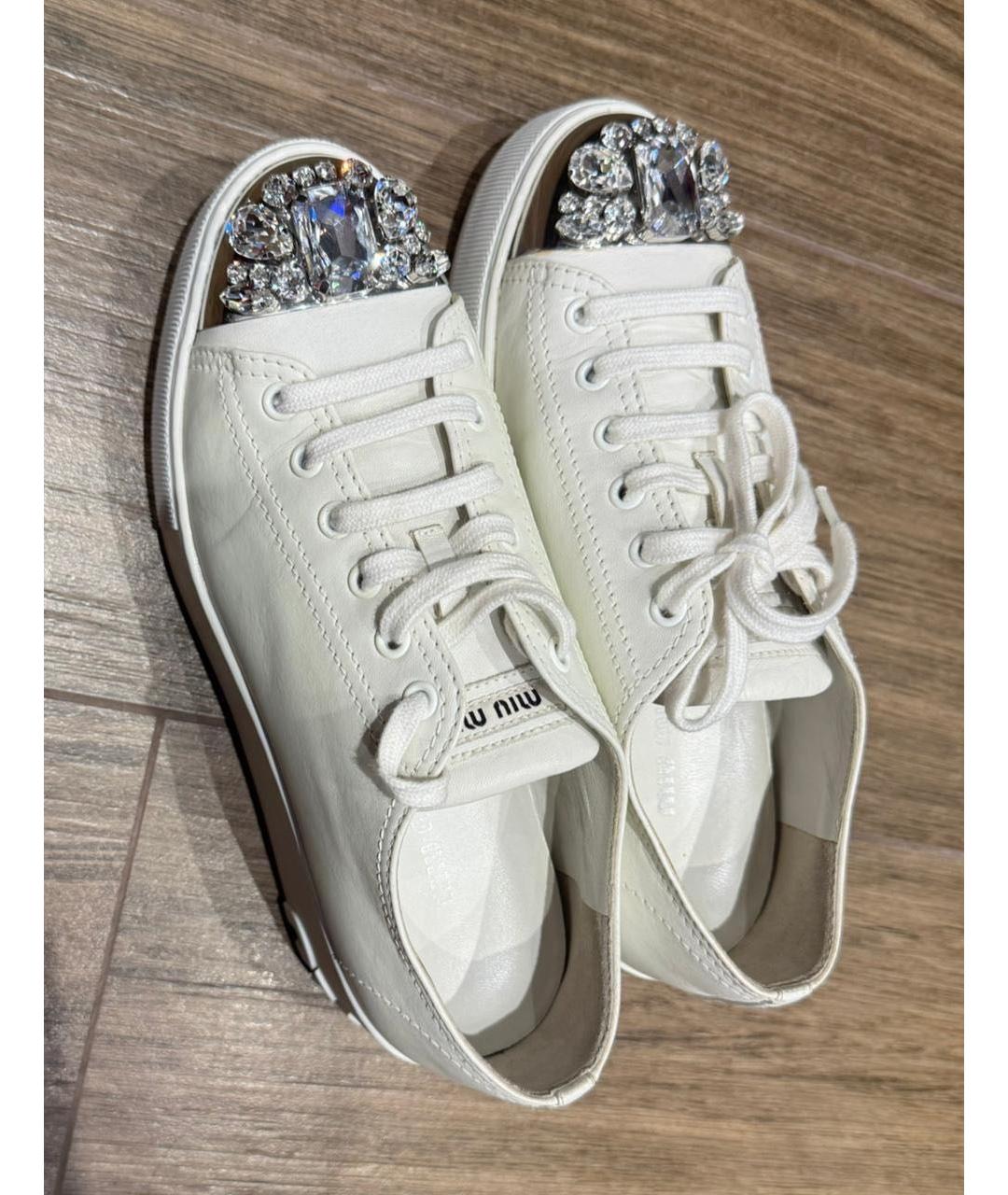 MIU MIU Белые кожаные кеды, фото 3