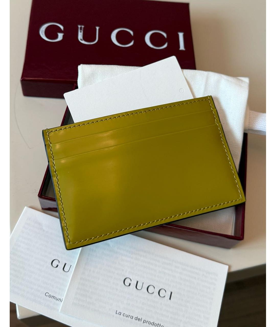GUCCI Зеленый кожаный кардхолдер, фото 3