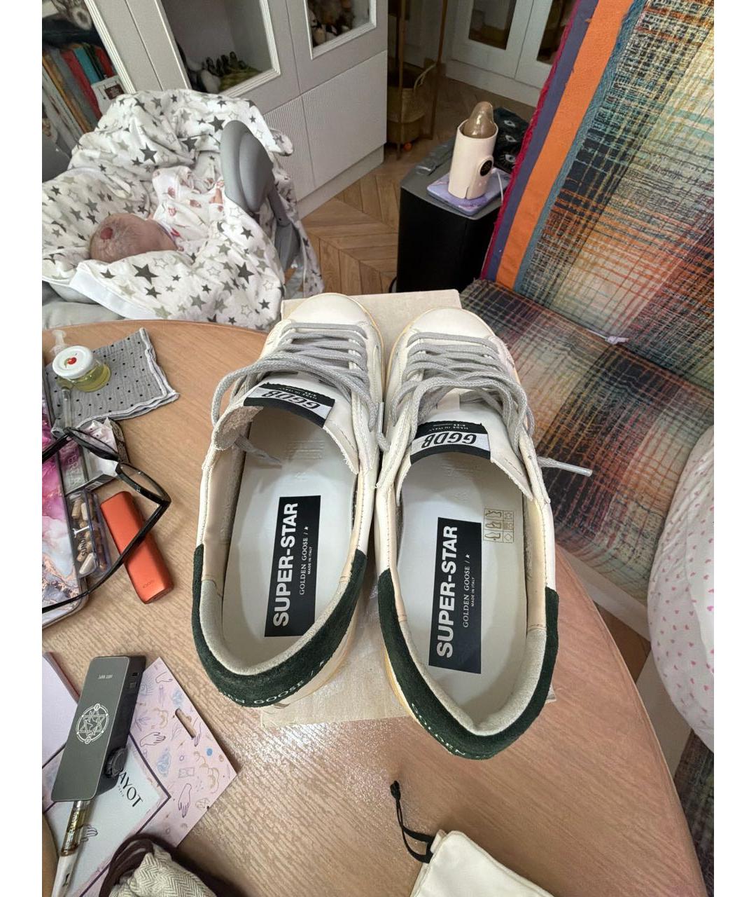 GOLDEN GOOSE DELUXE BRAND Белые кожаные низкие кроссовки / кеды, фото 3